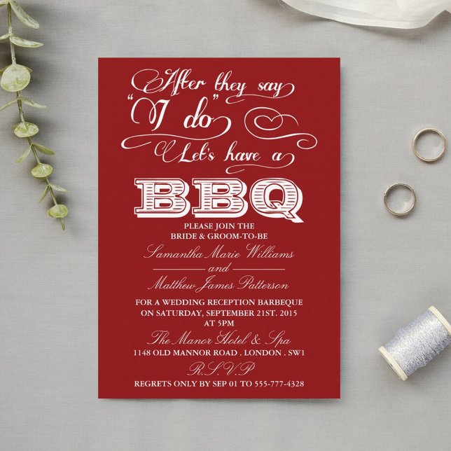 After They Say I Do, Lets Have A BBQ! - Red Invitation (Creator Uploaded)