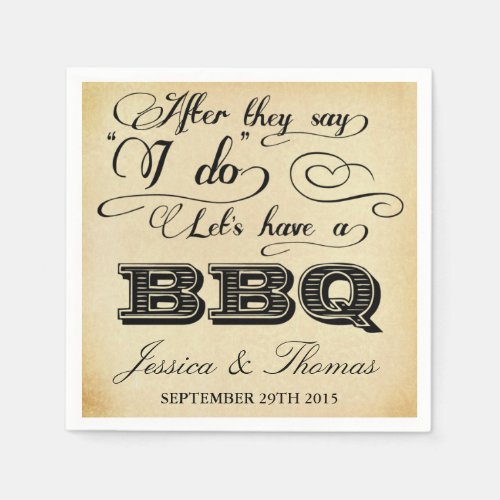 After They Say I Do Lets Have A BBQ _ Vintage Paper Napkins