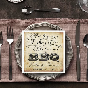 After They Say I Do Lets Have A BBQ! - Vintage Paper Napkins