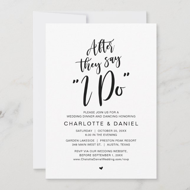 After They Say "I Do", Wedding Dinner Celebration Invitation (Front)