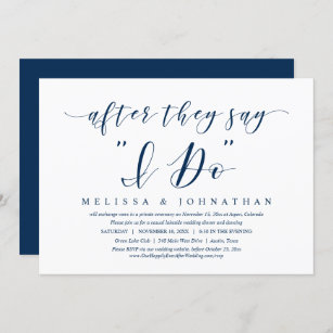 After they say I Do, Wedding Elopement Dinner Invi Invitation
