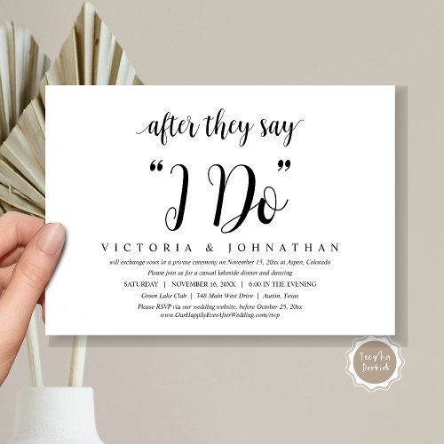 After They Say I DO Wedding Elopement Dinner Invitation
