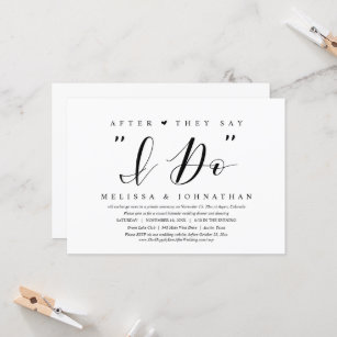 After they say I Do, Wedding Elopement Dinner Invitation
