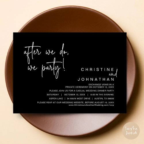 After We Do We Party Wedding Dinner Black Invitation