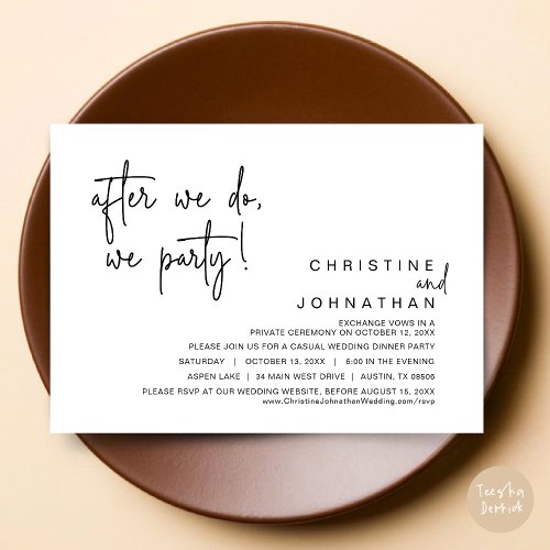 After We Do We Party Wedding Dinner Black Invitation