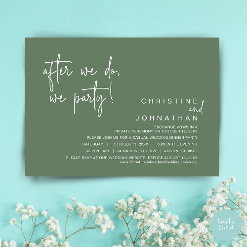After We Do We Party Wedding Dinner Sage Green Invitation