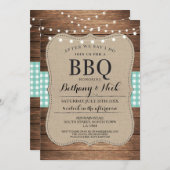 After We Say I Do BBQ Rustic Mint Lights Invite (Front/Back)