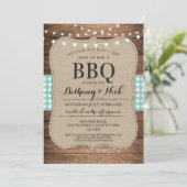 After We Say I Do BBQ Rustic Mint Lights Invite (Standing Front)