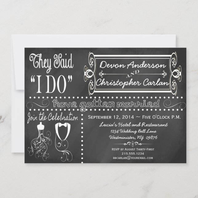 After Wedding Trendy Chalkboard Invitation (Front)