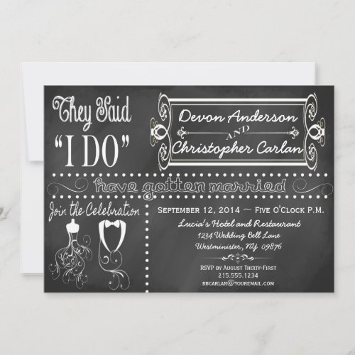 After Wedding Trendy Chalkboard Invitation