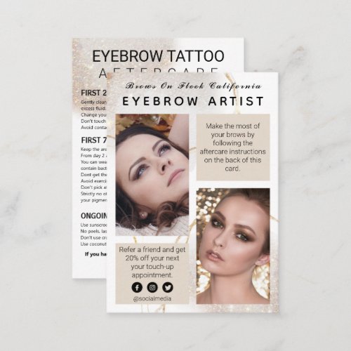 Aftercare Eyebrow Tattoo Cards