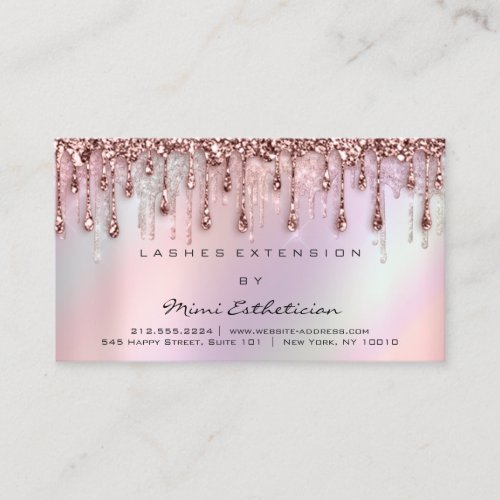 Aftercare Instruction Eyelash Rose Holograph Drip Business Card