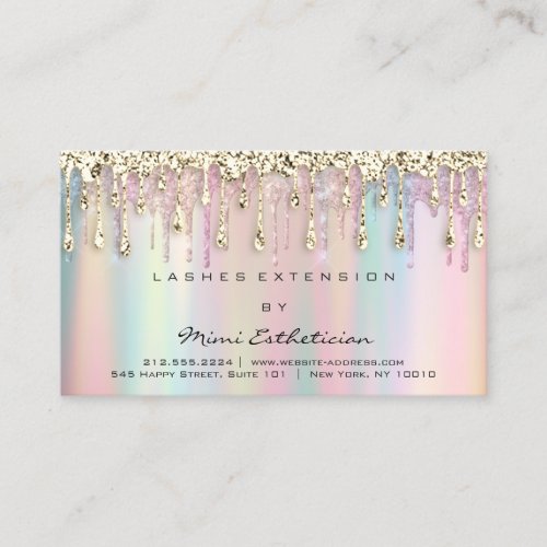 Aftercare Instruction Glitter Gold Holograph Drip  Business Card