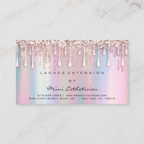 Aftercare Instruction Glitter Rose Holograph Drip  Business Card