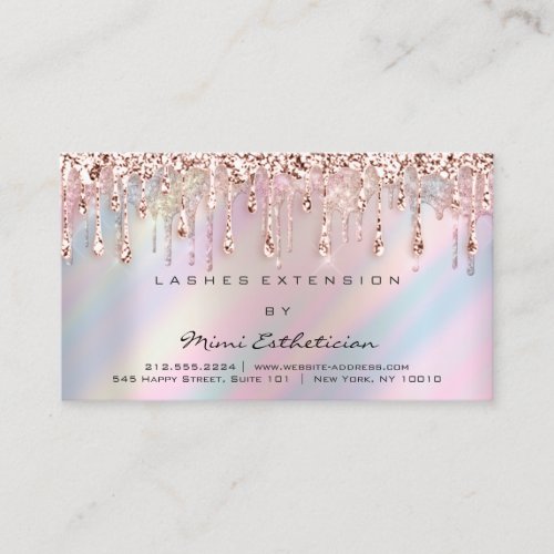 Aftercare Instruction Glitter Rose Holograph Drips Business Card