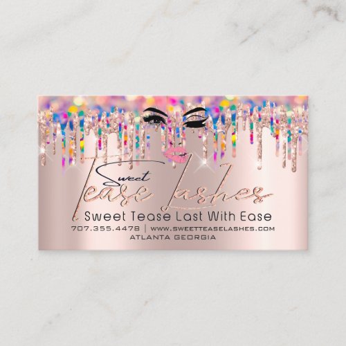 Aftercare Instruction Lash Rose Drips Logo Lips Business Card