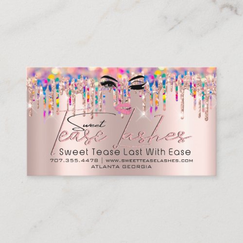 Aftercare Instruction Lash Rose Drips Logo Unicorn Business Card