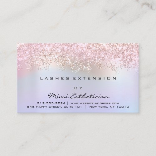 Aftercare Instruction Lash Rose Glitter Holographi Business Card