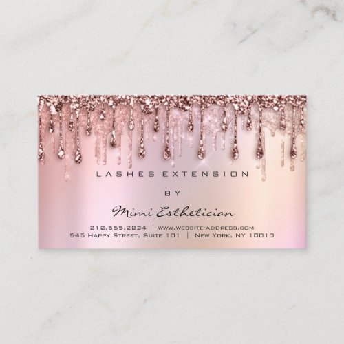 Aftercare Instruction Lashes Rose Holograph Drips  Business Card