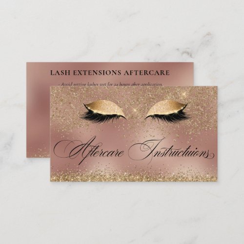 Aftercare Instruction Luxury Gold Copper Lash Care Business Card