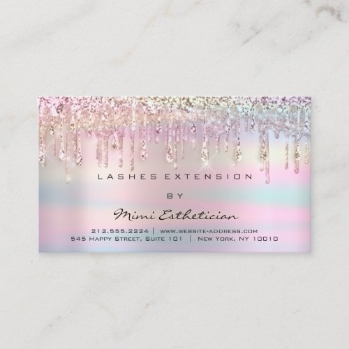 Aftercare Instruction Rose Glitter Holograph Drips Business Card