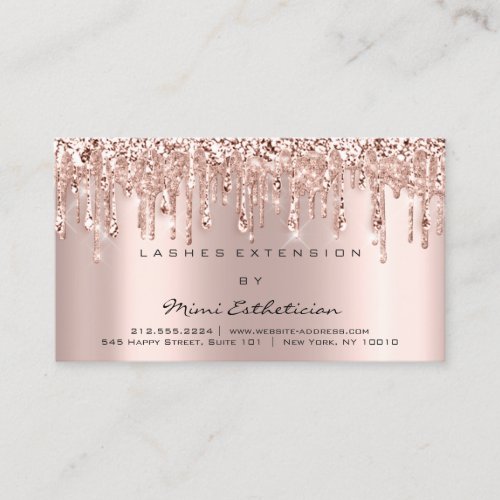 Aftercare Instruction Rose Pink Glitter Drips Business Card