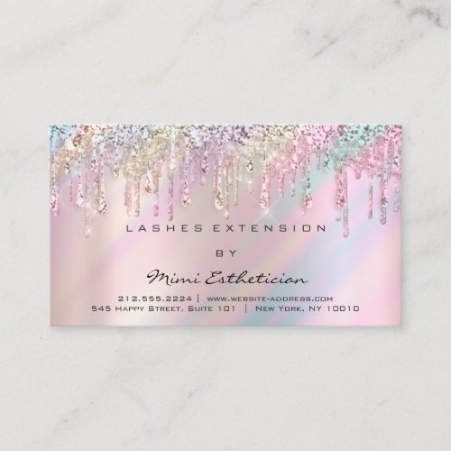 Aftercare Instruction Rose Pink Holograph Drip Business Card