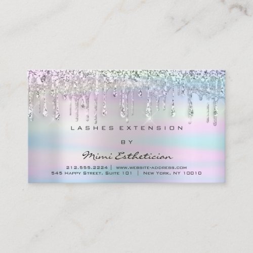 Aftercare Instruction Silver Gray Holograph Drips Business Card