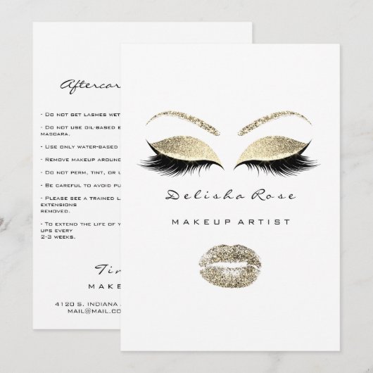 Aftercare Instructions Black White Glitter Gold (Front/Back)