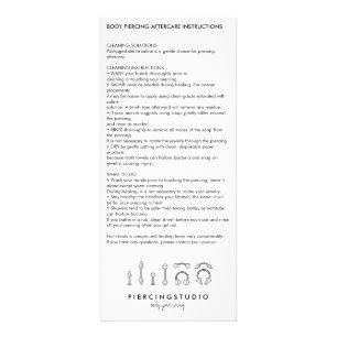 Aftercare Instructions Body Piercing Modern Rack Card