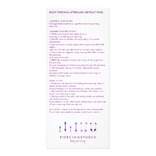 Aftercare Instructions Body Piercing Purple Rack Card