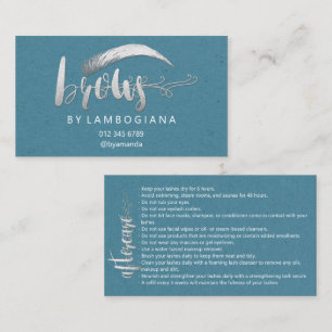 Aftercare Instructions Brow Microblading Blue Gray Business Card