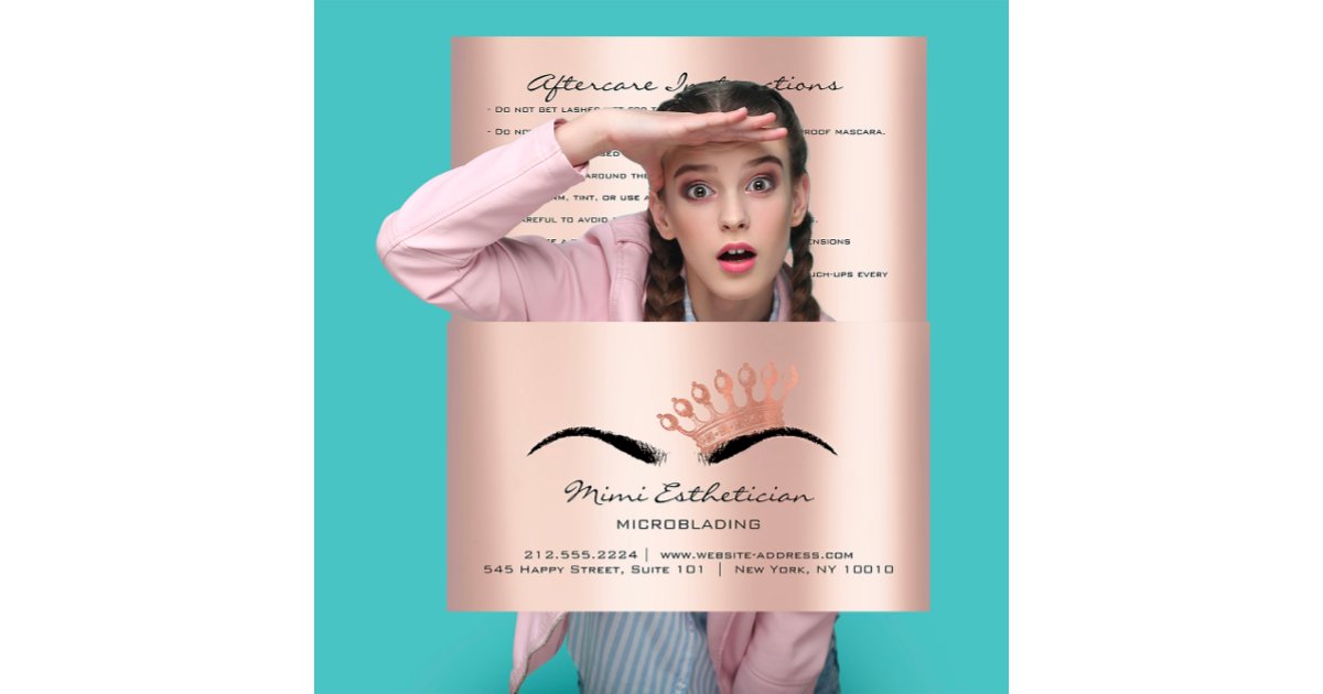 Aftercare Instructions Brows Princess Microblading Business Card | Zazzle