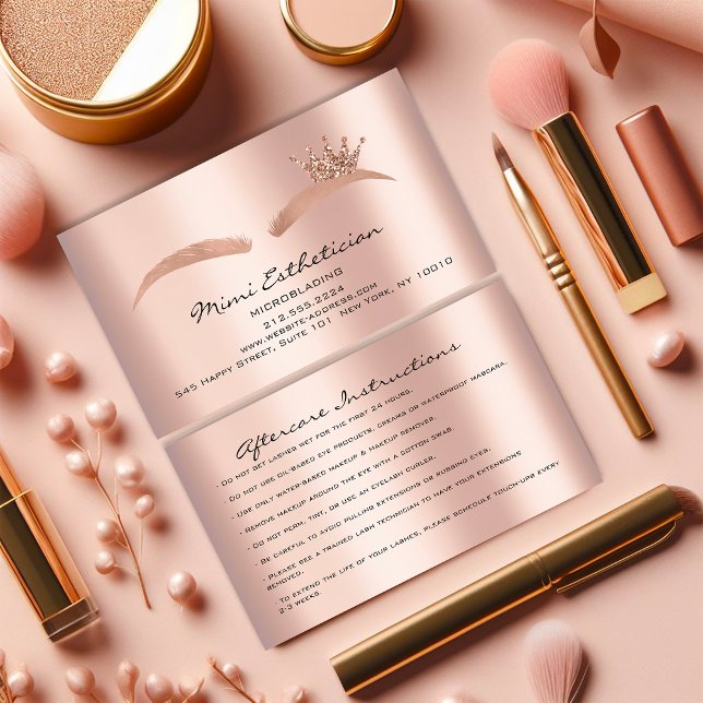 Aftercare Instructions Eyebrow Rose Microblade Business Card (Aftercare Instructions Eyebrow Rose Microblade Business Card)