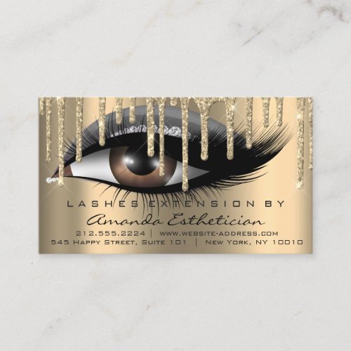 Aftercare Instructions Eyelash Extension Gray Gold Business Card