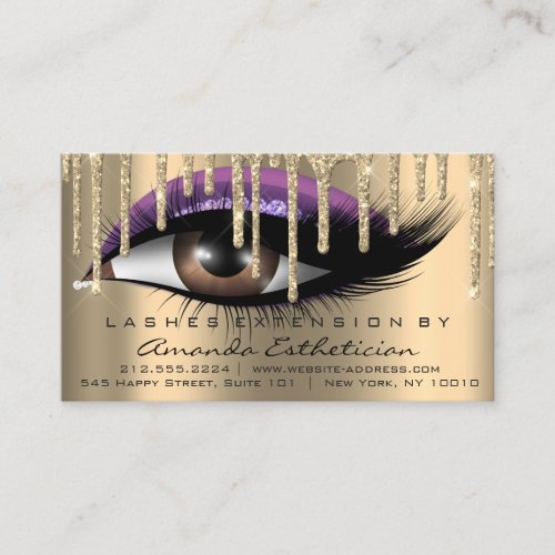 Aftercare Instructions Eyelash Extension Purple Business Card