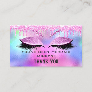 Aftercare Instructions Eyelash Pink Holograph Drip Business Card
