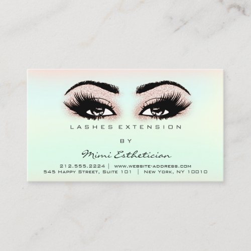 Aftercare Instructions Eyelashes Extension Green Business Card