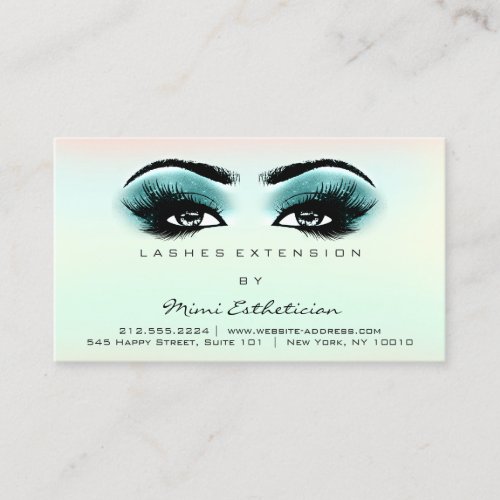 Aftercare Instructions Eyelashes Extension Teal Business Card