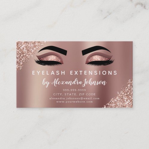 Aftercare Instructions Eyelashes Rose Gold Business Card