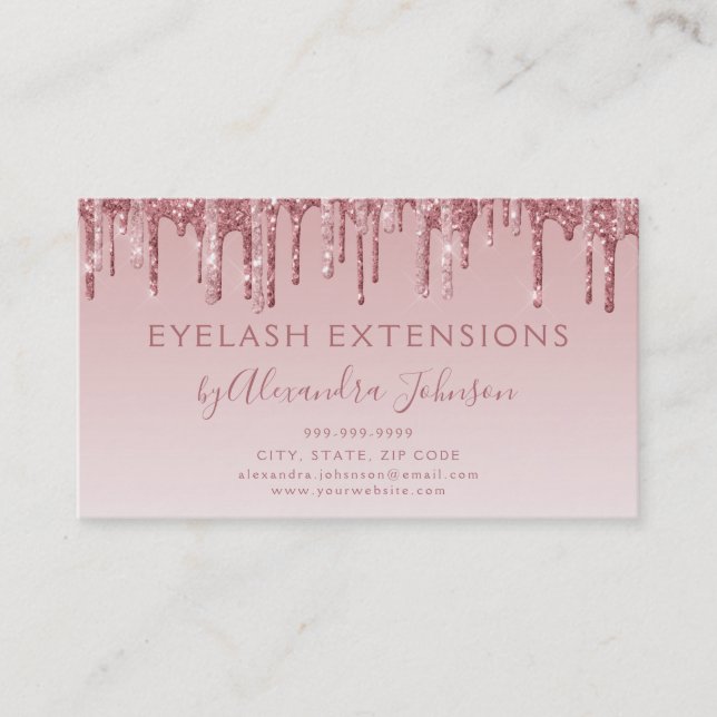 Aftercare Instructions Eyelashes Rose Gold Business Card (Front)