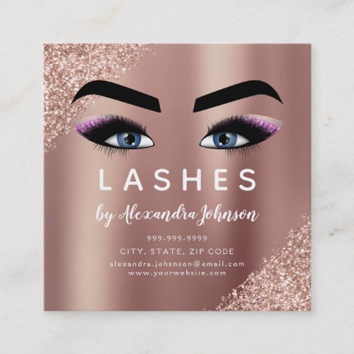 Aftercare Instructions Eyelashes Rose Gold Square Business Card