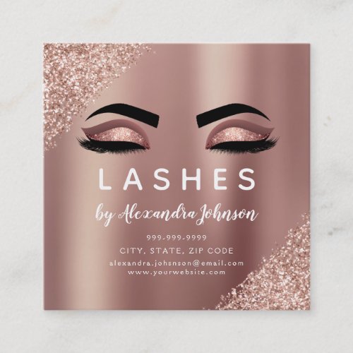 Aftercare Instructions Eyelashes Rose Gold Square Business Card