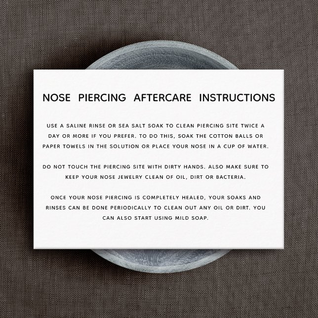 Aftercare Instructions For Nose Piercing Business  Card (Creator Uploaded)