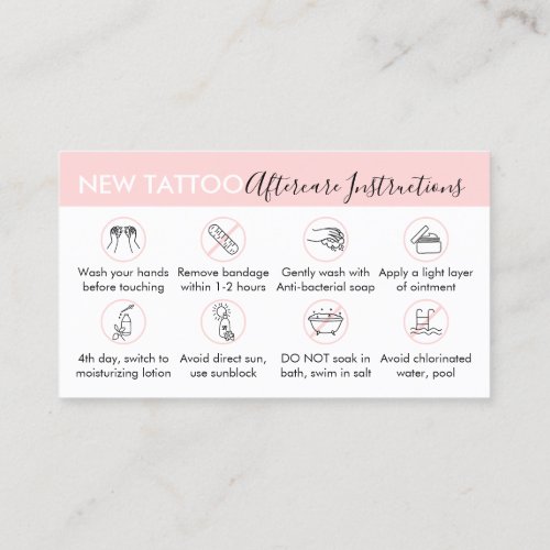 Aftercare Instructions for Tattoo Business Card
