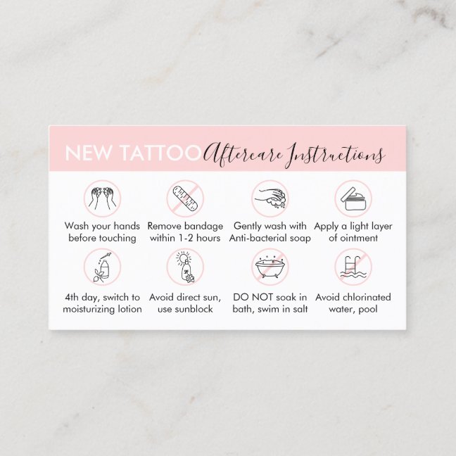 Aftercare Instructions for Tattoo Business Card