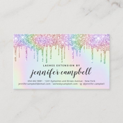 Aftercare instructions holographic unicorn glitter business card