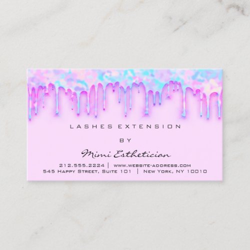 Aftercare Instructions Lash Blue Drips Holograph Business Card