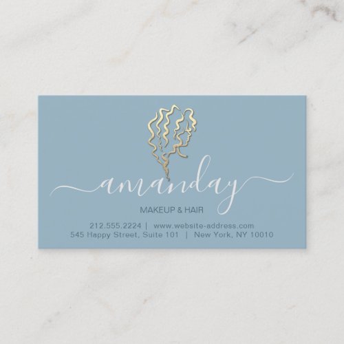 Aftercare Instructions Lash Blue Gold Logo Minimal Business Card
