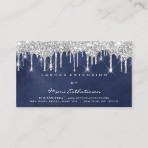 Aftercare Instructions Lash Blue Navy Gray Drips  Business Card
